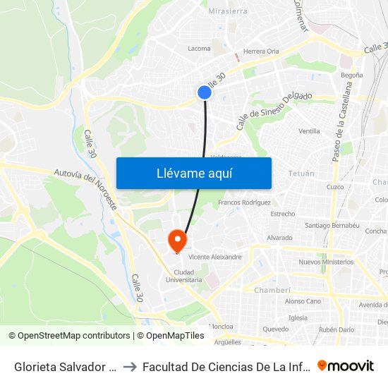 Glorieta Salvador Maella to Facultad De Ciencias De La Información map