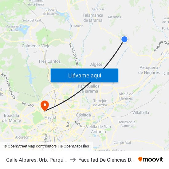 Calle Albares, Urb. Parque De Las Castillas to Facultad De Ciencias De La Información map