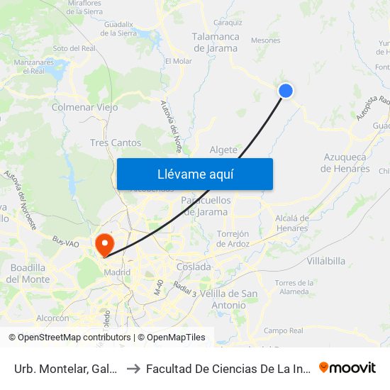Urb. Montelar, Galápagos to Facultad De Ciencias De La Información map