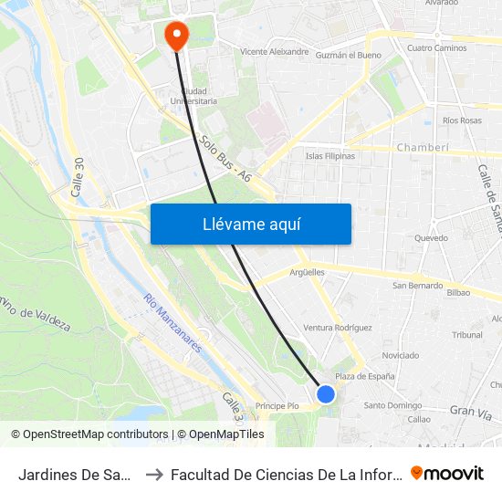 Jardines De Sabatini to Facultad De Ciencias De La Información map