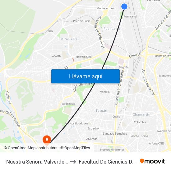 Nuestra Señora Valverde - Alonso Quijano to Facultad De Ciencias De La Información map