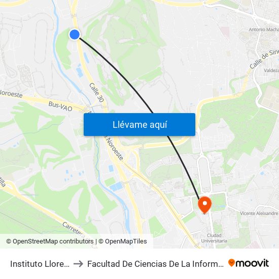 Instituto Llorente to Facultad De Ciencias De La Información map