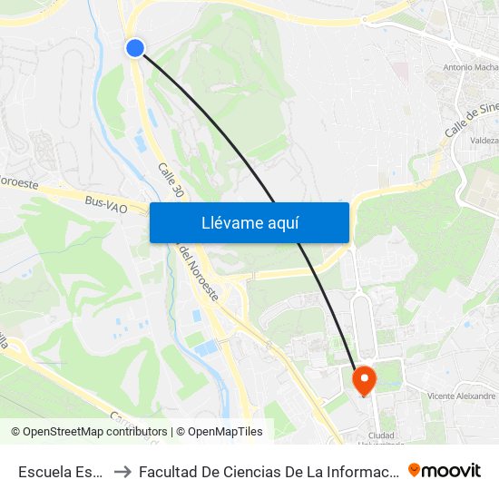 Escuela Escp to Facultad De Ciencias De La Información map