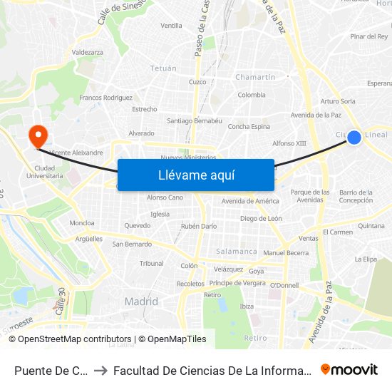 Puente De Cea to Facultad De Ciencias De La Información map