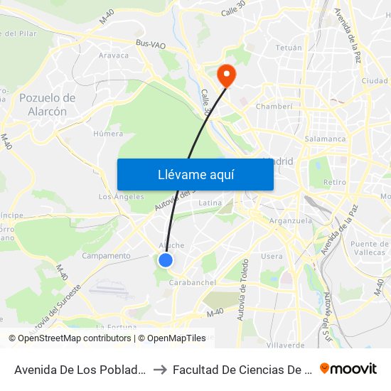 Avenida De Los Poblados - Comisaria to Facultad De Ciencias De La Información map