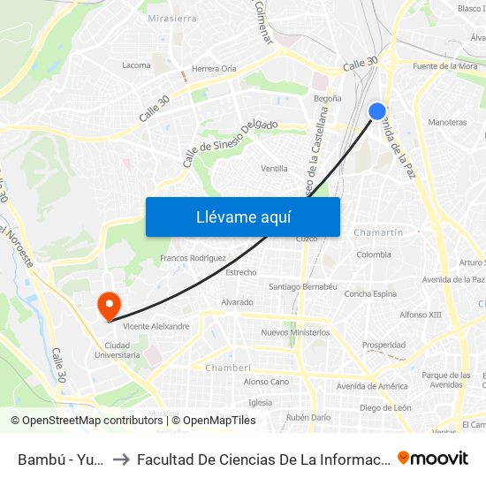 Bambú - Yuca to Facultad De Ciencias De La Información map