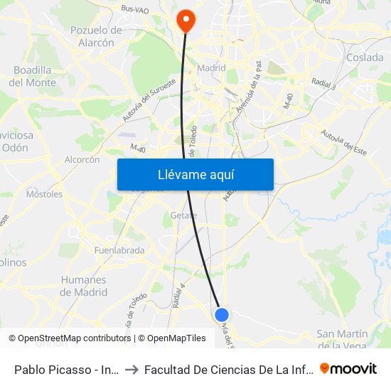 Pablo Picasso - Instituto to Facultad De Ciencias De La Información map