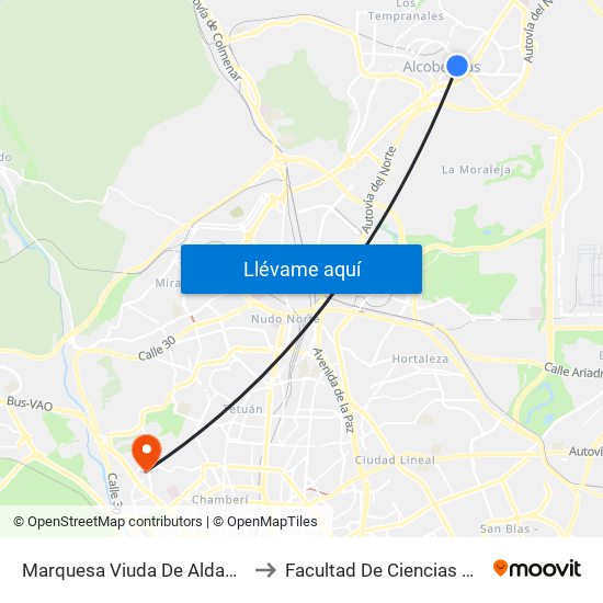 Marquesa Viuda De Aldama - Trva. Del Cañón to Facultad De Ciencias De La Información map