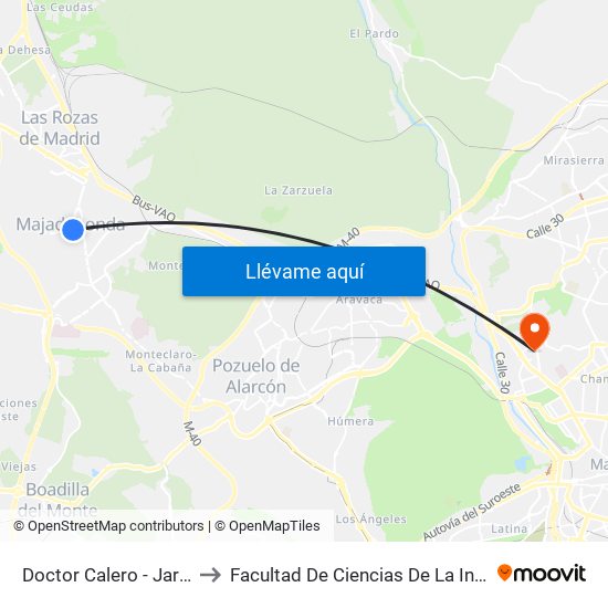 Doctor Calero - Jardinillos to Facultad De Ciencias De La Información map