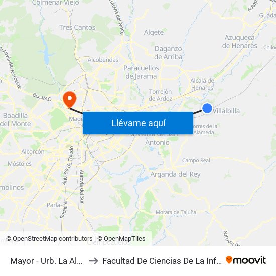 Mayor - Urb. La Alcazaba to Facultad De Ciencias De La Información map