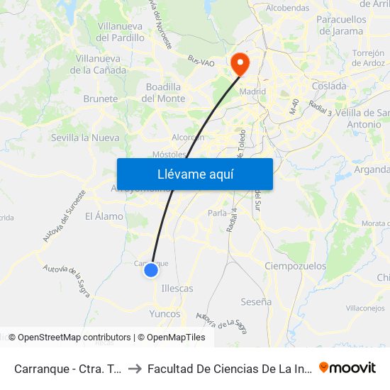 Carranque - Ctra. To-2034 to Facultad De Ciencias De La Información map