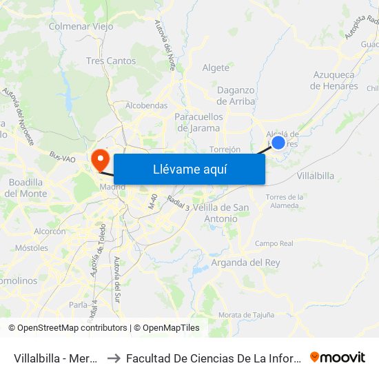 Villalbilla - Mercado to Facultad De Ciencias De La Información map