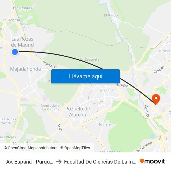 Av. España - Parque París to Facultad De Ciencias De La Información map