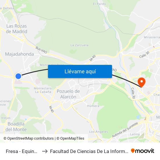 Fresa - Equinocio to Facultad De Ciencias De La Información map