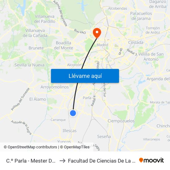 C.º Parla - Mester De Clerecía to Facultad De Ciencias De La Información map