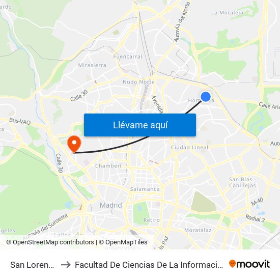 San Lorenzo to Facultad De Ciencias De La Información map