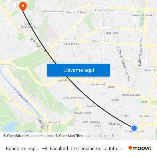 Banco De España to Facultad De Ciencias De La Información map