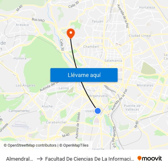 Almendrales to Facultad De Ciencias De La Información map