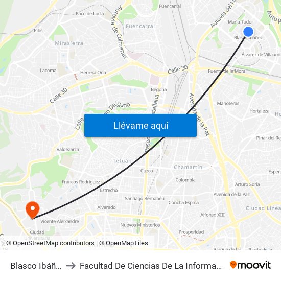 Blasco Ibáñez to Facultad De Ciencias De La Información map
