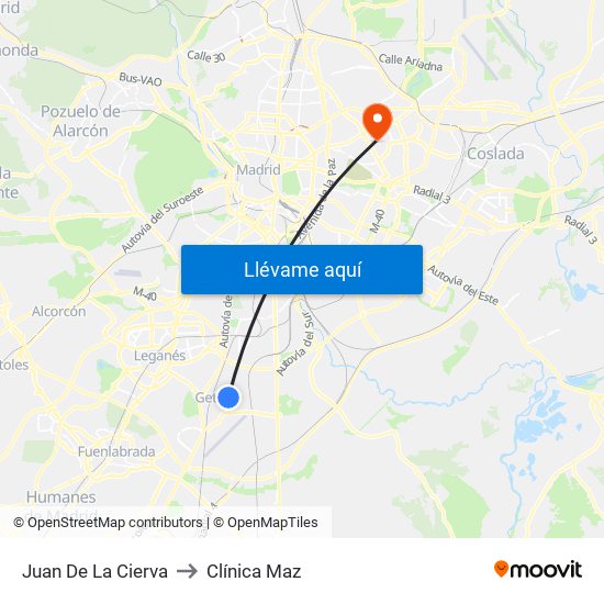 Juan De La Cierva to Clínica Maz map