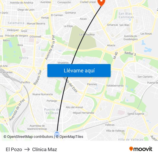 El Pozo to Clínica Maz map