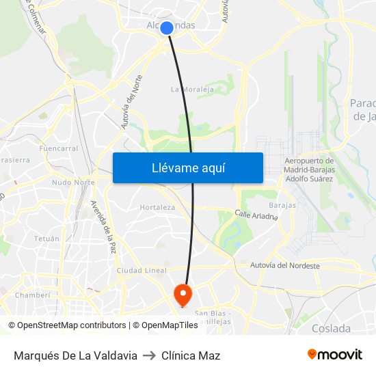 Marqués De La Valdavia to Clínica Maz map