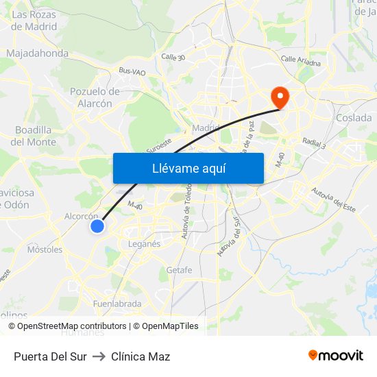 Puerta Del Sur to Clínica Maz map