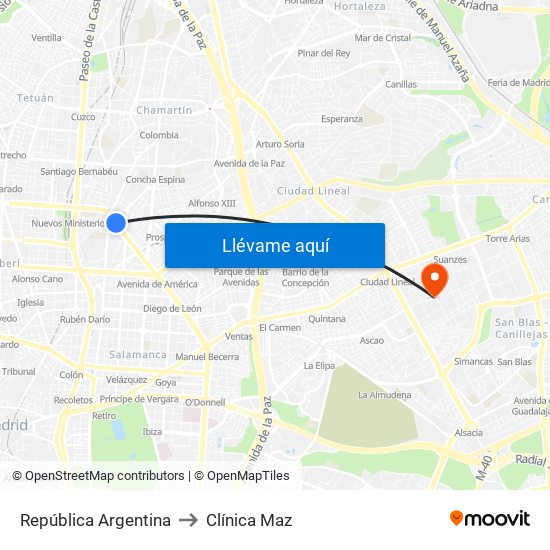 República Argentina to Clínica Maz map
