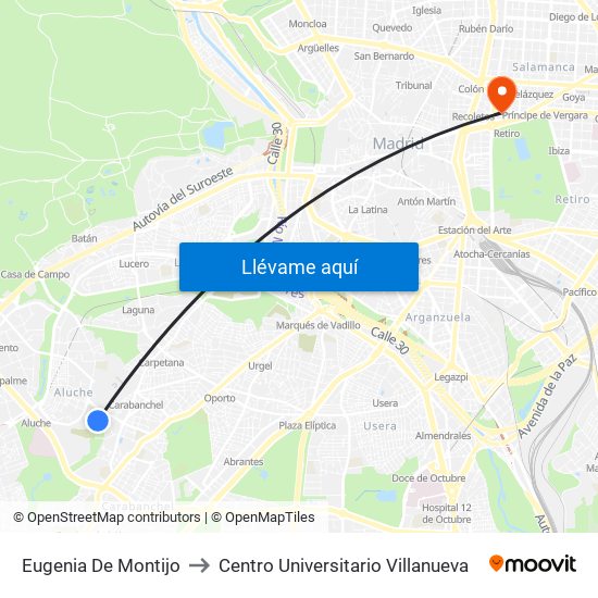 Eugenia De Montijo to Centro Universitario Villanueva map