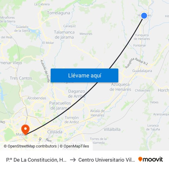 P.º De La Constitución, Humanes to Centro Universitario Villanueva map