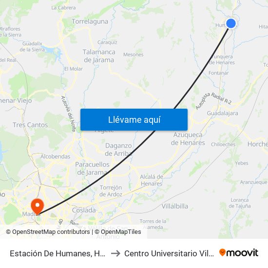 Estación De Humanes, Humanes to Centro Universitario Villanueva map