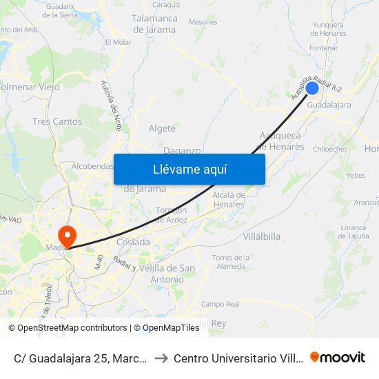 C/ Guadalajara 25, Marchamalo to Centro Universitario Villanueva map