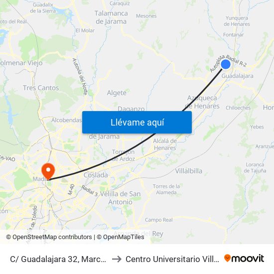 C/ Guadalajara 32, Marchamalo to Centro Universitario Villanueva map