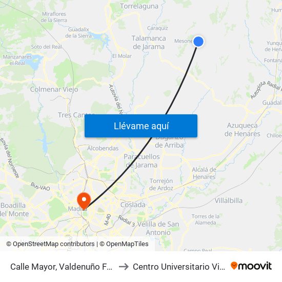 Calle Mayor, Valdenuño Fernández to Centro Universitario Villanueva map