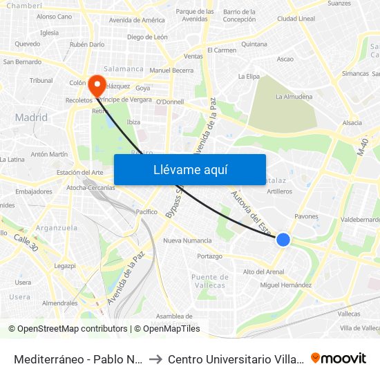Mediterráneo - Pablo Neruda to Centro Universitario Villanueva map