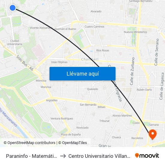 Paraninfo - Matemáticas to Centro Universitario Villanueva map