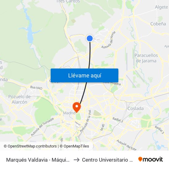 Marqués Valdavia - Máquina Del Tren to Centro Universitario Villanueva map