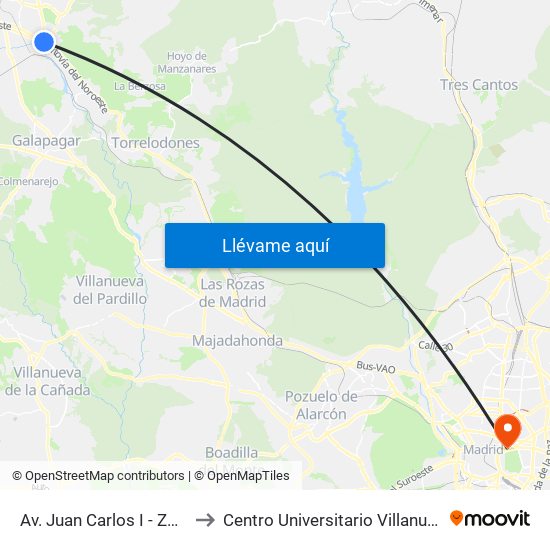 Av. Juan Carlos I - Zoco to Centro Universitario Villanueva map