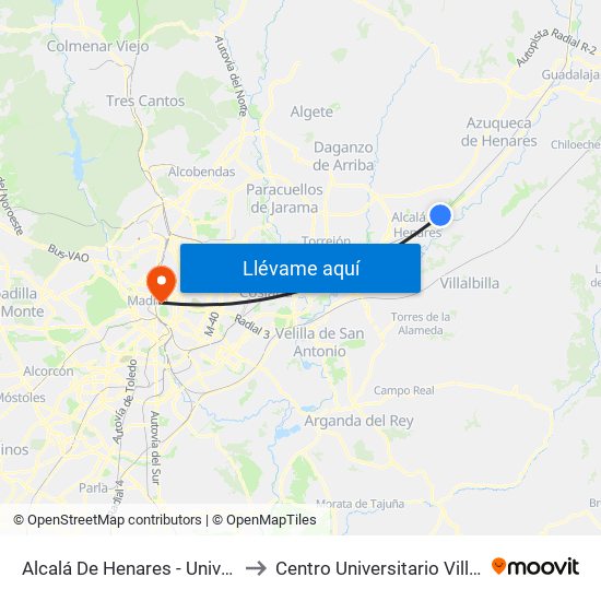 Alcalá De Henares - Universidad to Centro Universitario Villanueva map