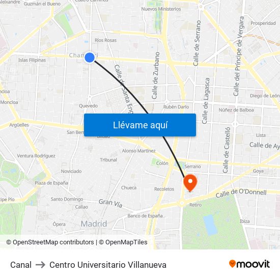 Canal to Centro Universitario Villanueva map