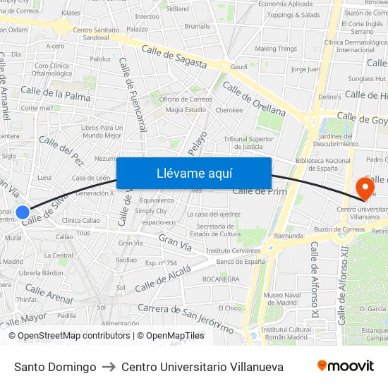 Santo Domingo to Centro Universitario Villanueva map