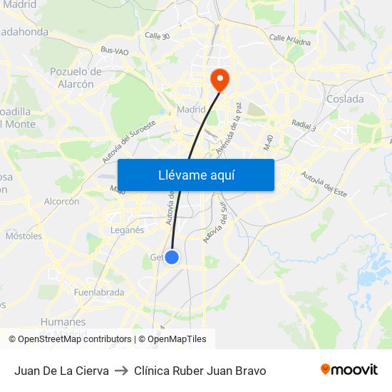 Juan De La Cierva to Clínica Ruber Juan Bravo map