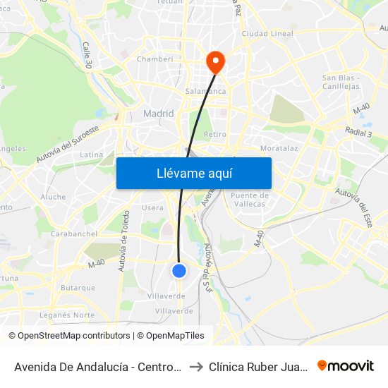 Avenida De Andalucía - Centro Comercial to Clínica Ruber Juan Bravo map