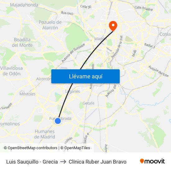 Luis Sauquillo - Grecia to Clínica Ruber Juan Bravo map