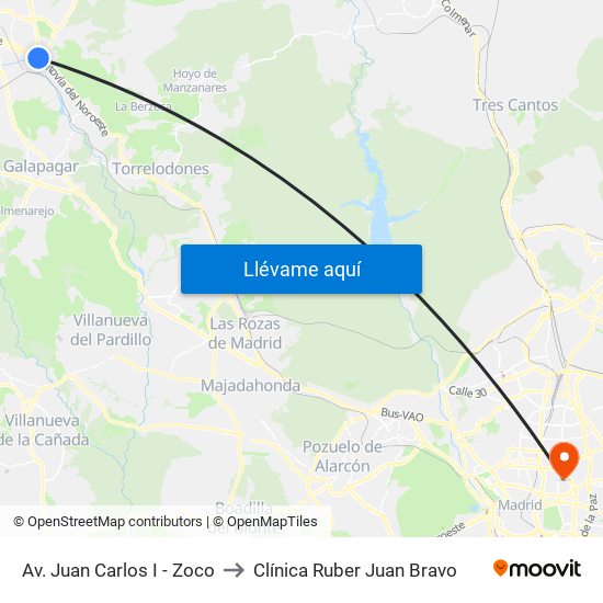 Av. Juan Carlos I - Zoco to Clínica Ruber Juan Bravo map