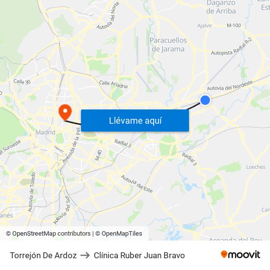 Torrejón De Ardoz to Clínica Ruber Juan Bravo map