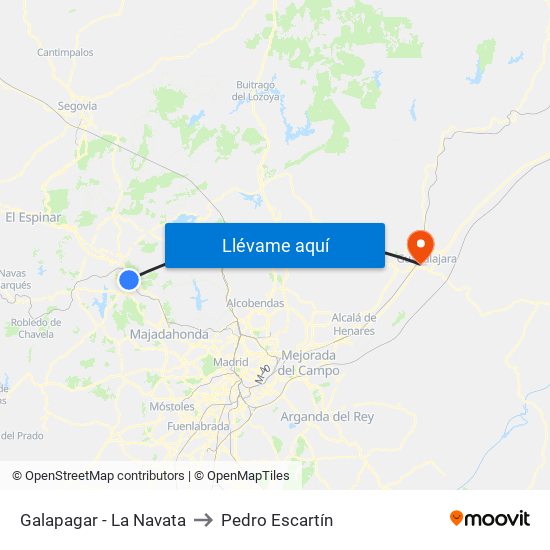 Galapagar - La Navata to Pedro Escartín map