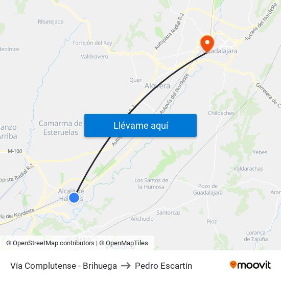 Vía Complutense - Brihuega to Pedro Escartín map