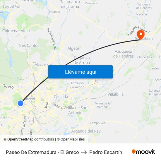 Paseo De Extremadura - El Greco to Pedro Escartín map