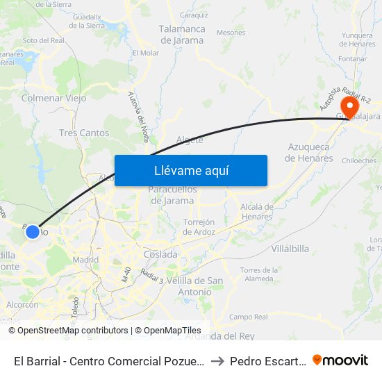 El Barrial - Centro Comercial Pozuelo to Pedro Escartín map